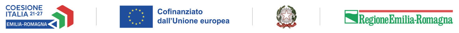 Coesione Italia 21-27 Emilia-Romagna, cofinanziato dall’Unione europea, Repubblica Italiana e Regione Emilia-Romagna